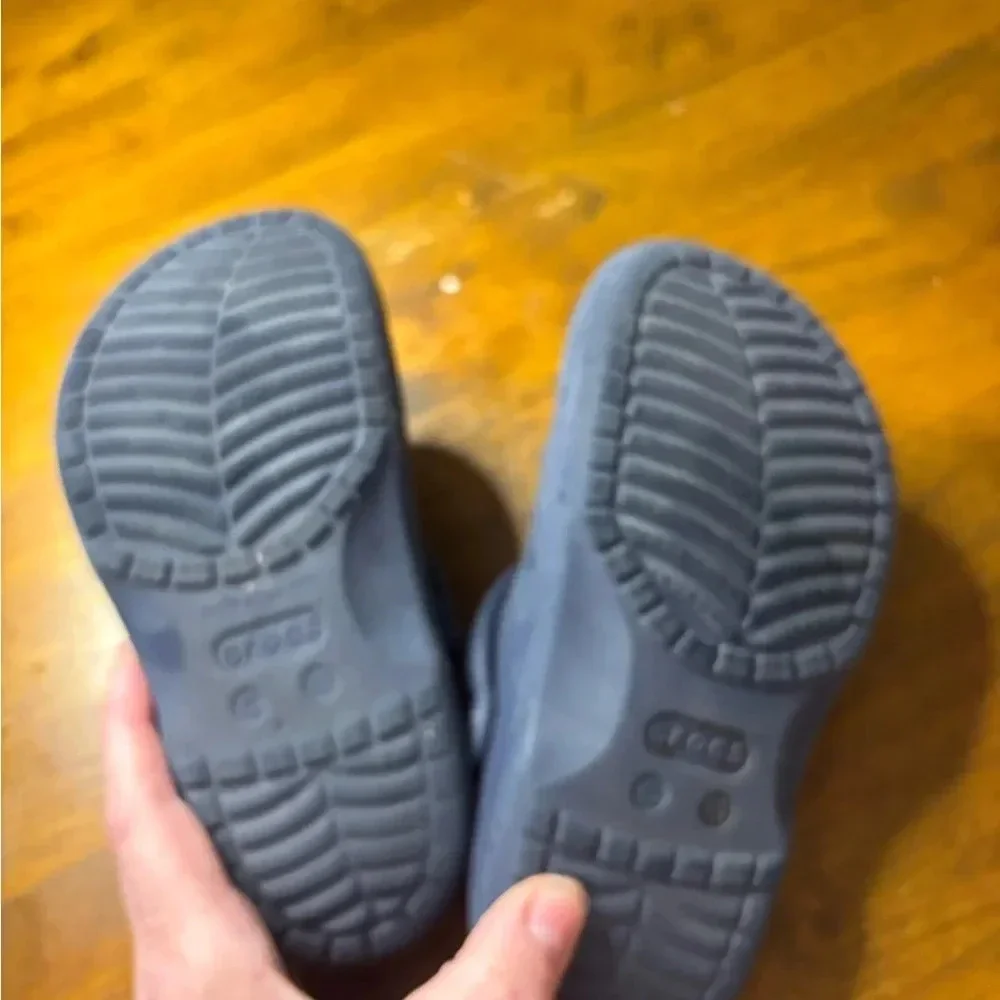 Navy Blue fuzzy crocs C13